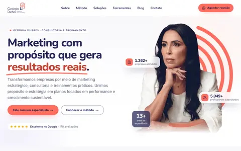 Página inicial do site Geórgia Durães, capturada em 20/10/2026